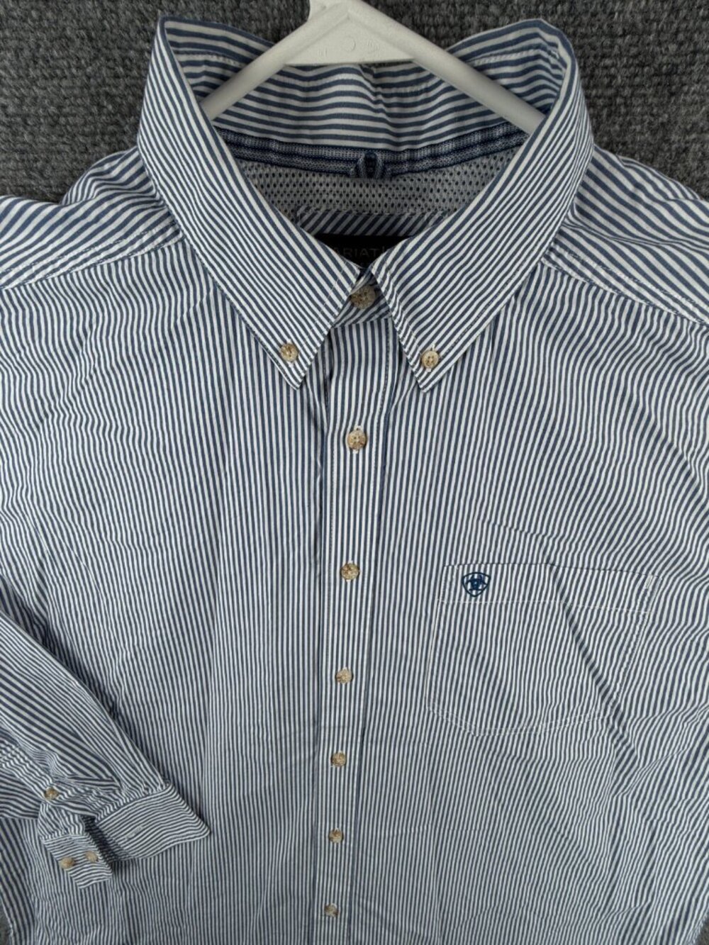Ariat Pro Series Blue Striped XL Long Sleeve Button Up Shirt Men Outdoors Woven
